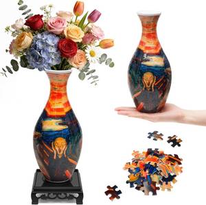 lot 11645 image: 3D Puzzle Vase   160-Piece Interlocking Plastic DIY Flower Vase, Home DecorStress RelieverFloral Arrangement Art, Unique Creative Gift (Scream)