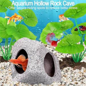 lot 11667 image: MyLifeUNIT Fish Tank Decor, Silk Aquarium Plants and Hideaway Rock Cave Decor for Betta Fish Tank Accessories, Goldfish, Turtle Tank Decorations