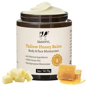 lot 11693 image: 2 Pack Beef Tallow for Skin, Whipped Tallow and Honey Balm for Body and Face, Natural Formula Grass Fed Tallow Face Moisturizer for All Skin Types