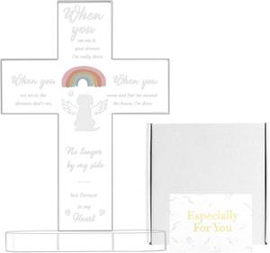 lot 11695 image: Acrylic Pet Memorial Gifts, Loss of Dog Sympathy Gift, Dog Bereavement Gifts, Dog Passing Away Gifts, Acrylic Cross Dog Bereavement Gifts with Rainbow and Angel Dog Pattern for Loss Pet Friends
