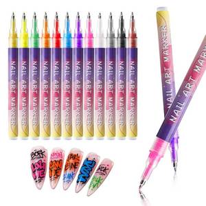 lot 11696 image: MJB Drenubal 12 Color Color Nail Art Pens, Nail Polish Pens Set Drawing Painting Point Liner Acrylic Painted Pen Kit, Waterproof and Quick-drying Nail for DIY Nails Art Design Manicure Tools