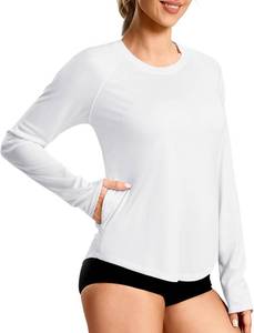 lot 11699 image: Womens UPF50 Sun Protection Shirts with Zip Pocket Long Sleeve Workout Tops for Swimming Hiking Quick Dry Rash Guard XXL