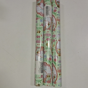 lot 11714 image: 3 Rolls Merture Reversible Easter Wrapping Paper Roll - 17 Inch x 33 Feet - Lovely Bunny & Vibrant Spring Garden Design with Have a Happy Easter Text Perfect for Easter Gifts, Party Decor, and Holiday Celebrations