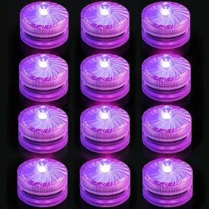 lot 11715 image: TWO PACKS OF - Submersible Led Lights, Purple Waterproof Flameless Candle Tea Lights,100H Battery Powered Underwater Small LED Light for Vase Table Centerpieces Wedding Party Halloween Christmas Decor,12 Pack