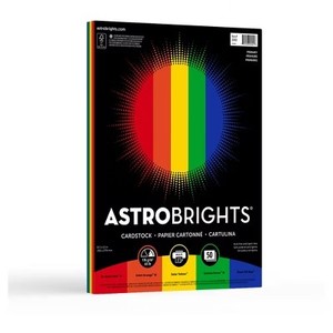 lot 11716 image: THREE PACKS - 8.5 x 11 50-Sheet Primary Cardstock 65 lb - Astrobrights Multicolor Matte Craft &amp Scrapbooking Paper, Unbound