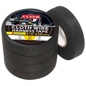 lot 11726 image: Wire Harness Tape,High Temp Wiring Loom Harness,Self-Adhesive Felt Cloth Electrical Tape for Automotive Engines,Noise Dampening and Cable Protection,34-Inch x 50-Foot (5-Pack)