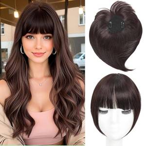 lot 11728 image: Clip in Bangs, French Bangs Hair Clip, 360 Cover Top Hair Toppers for Women with Thinning Hairs, 10 Inch Fake Bang Hairs Pieces for Women Daily Wear (Dark Brown)