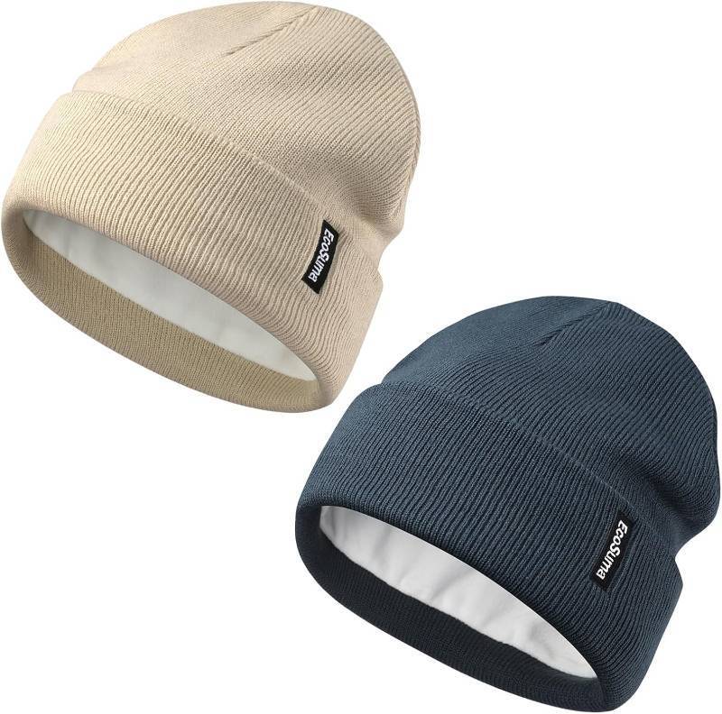 lot 50132 image: 2 Pack Baby Beanie Toddler Winter Hat with Fleece Lined for Girls Boys 0-8 Years