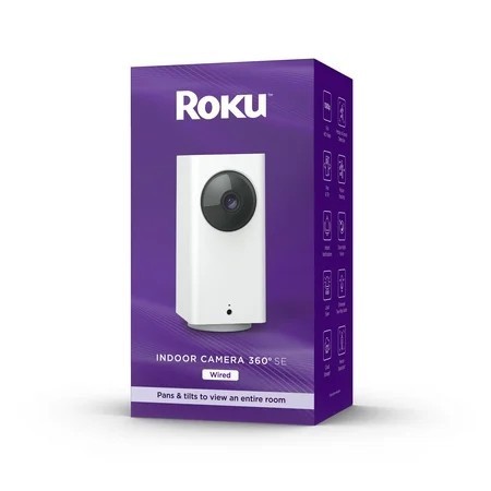 lot 12042 image: Roku Smart Home Indoor Camera 360  SE Wi-Fi -Connected - Wired 1080p Security Surveillance Camera with Motion Detection and Tracking