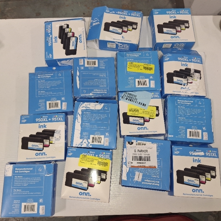 lot 12077 image: 16 boxes onn. Remanufactured HP 950XL951XL High Yield Black, Cyan, Magenta, Yellow Inkjet Cartridges 4-Pack