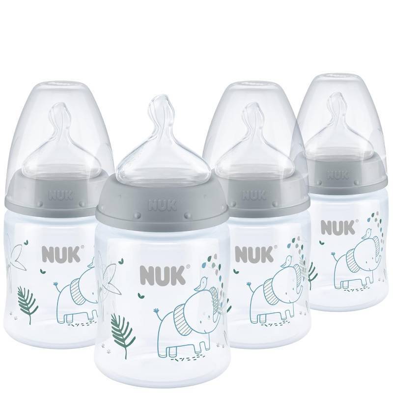 lot 12090 image: NUK Smooth Flow Anti Colic Baby Bottle, 5 oz, 4 Pack, Elephant