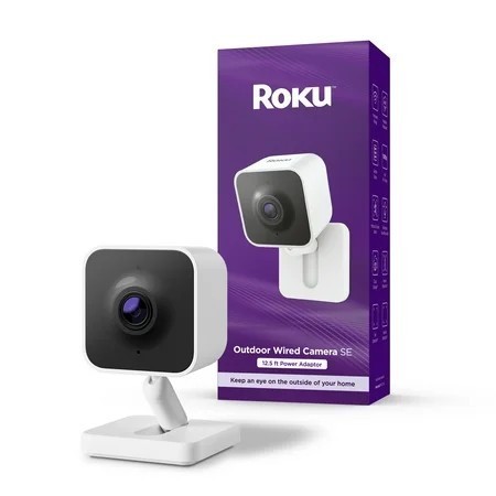 lot 57026 image: Roku Outdoor Camera SE - Home Security - IP65 Weather Resistant Wired Security Camera with 1080p HD Night Vision