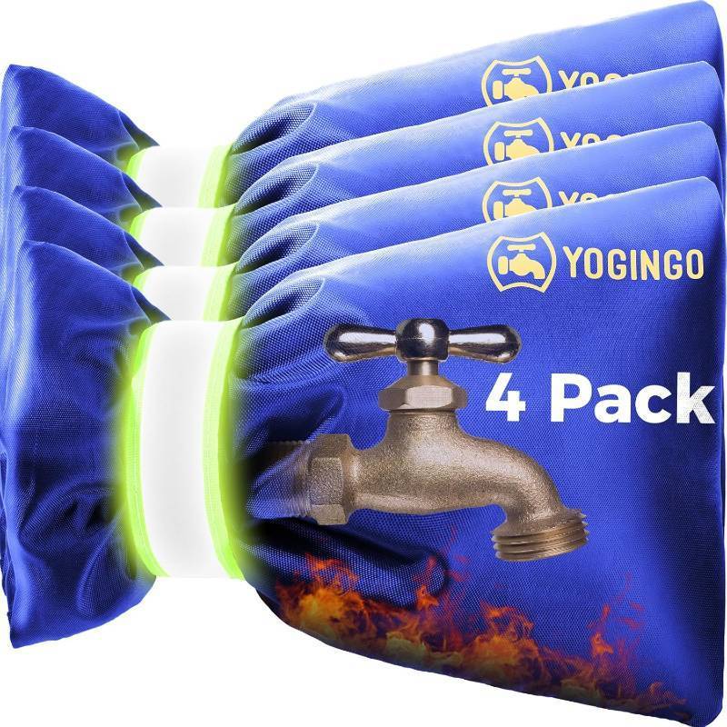 lot 57048 image: Outdoor Faucet Covers for Winter Freeze Protection, Hose Bib & Spigot Covers, 4 Pack 5.9 x 8.3 Insulated Pipe Socks