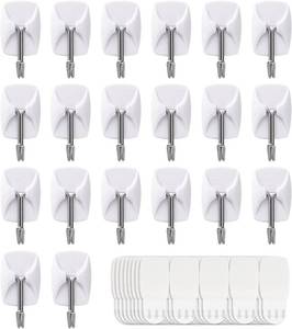 lot 2459 image: JELLYSUB 20-Hooks, 40-Strips, White Small Wire Toggle Hooks Value Pack, Organize Damage-Free Utility Hooks, Hanging Hooks Heavy Duty with Adhesive Strips, No Tools Wall Hooks for Hanging