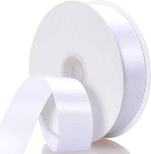 lot 2463 image: ATRBB White Ribbon 1 Inch x 50 Yards, Single Face Polyester Satin Ribbon for Gift Wrapping, Handmade Roses, Christmas, Wedding, Birthday Party Decorations