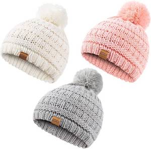 lot 2479 image: REDESS Baby Kids Winter Warm Hats, Infant Toddler Children Pom Pom Beanie Knit Cap Girls Boys