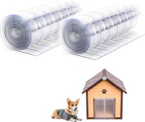 lot 2492 image: ClawJaw Dog Door Replacement Flaps, Dog House Flap-11.8 W x 4.1 L 2 pcs, Plastic Vinyl Door Strips for DIY Pet Door - Doghouse or Kennel Door Flap, Clear