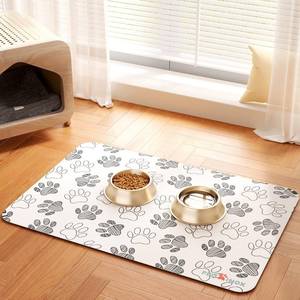 lot 3220 image: PEISAINOX Cat Dog Food Mat, Rapid Water Absorption Dog Mat for Food and Water,100% Waterproof Cat Dog Bowl Mat, 16x27-White