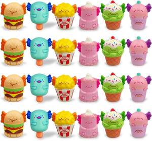 lot 3240 image: 24 Pack Axolotl Food Slow Rising Squishy Toys Stress Relief Squeeze Toys for Kids Girls Boys Easter Basket Stuffers Gifts Fillers Party Favors