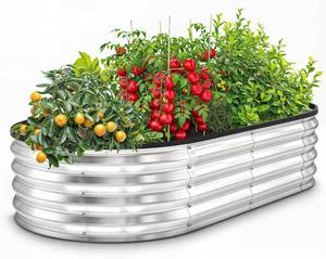 lot 3243 image: Utopia Home Galvanized Raised Garden Bed Kit 4x2x1ft, Planter Box Raised Garden Beds Outdoor, Easy Assembly Metal Raised Bed for Gardening Vegetables, Fruits, Flowers - Pack of 01 - Silver