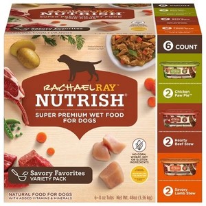 lot 3250 image: Rachael Ray Nutrish Savory Favorites Chicken, Beef, Potato, Carrot & Sweet Potato Variety Pack Wet Dog Food - 8oz6ct