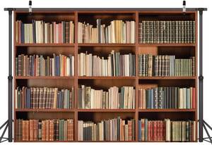 lot 3301 image: LYWYGG 7X5FT Bookshelf Backdrop Vintage Bookcase Magic Books Grunge Ancient Library Vinyl Photography Background Photo Studio Props CP-49
