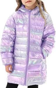 lot 3314 image: Cutemile Winter Coats for Girls 6T Toddler Hooded Puffer Jacket Purple Metalic Down Outwear Water-Resistant Age 6-7 Years