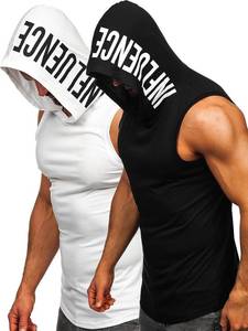lot 3322 image: FLYFIREFLY Mens 2 Pack Workout Hooded Tank Tops Bodybuilding Athletic Sleeveless Muscle Cut Off T Shirt Gym Hoodies SIZE S