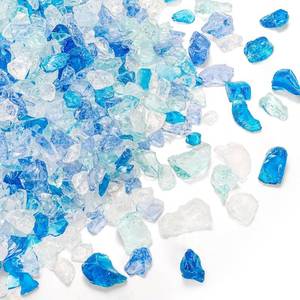 lot 3324 image: Yarlung 12 Pounds Crushed Fire Glass for Fire Pit, 35-65 Inch Reflective Glass Rocks for Propane Fireplace, Landscaping, Vase Filler, Fish Tank, Blue 4 Assorted Colors