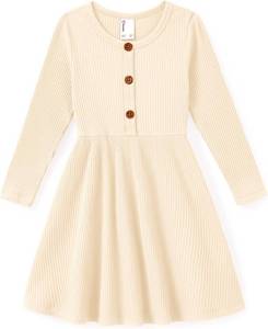 lot 3329 image: PATPAT Baby & Toddler Girl Ribbed Knit Cotton Dress   Versatile Sleeveless Summer Tank & Long Sleeve Fall Dress, Sizes 912 M