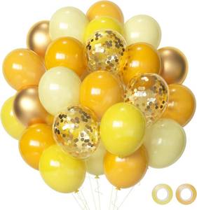 lot 3340 image: Yellow Gold Confetti Party Balloons, 50pcs12 inch Mustard Light Yellow Gold Latex Balloons for Birthday Wedding Bride Sunflower Theme Party Decoration