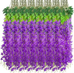 lot 3351 image: NiHome 48PCS Artificial Wisteria Hanging Flowers, 3.6ft Long Flexible Stems, Easy to Hang for Wedding, Party, Home, Office Decor, Indoor Outdoor Backdrops, Centerpieces, DIY Arrangements (Purple)