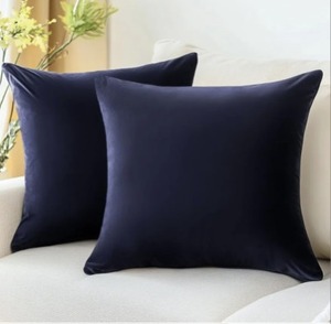 lot 30295 image: QUORGVES Navy Blue Velvet Pillow Covers 24x24 Inch Set of 2, Soft Solid Decorative Square Throw Pillow Covers, Decor Cushion Covers for Bed Sofa Couch Bedroom Living Room - Dark Blue