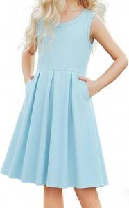 lot 30296 image: J E Sterguard Girls Dresses with Pockets, Girl Skater Dress for Girls 4t-14  Cotton Sleeveless Party Casual Clothes SIZE 8Y