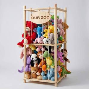 lot 57091 image: Stuffed Animal Storage Organizer - Thick Wooden Toy Zoo for Playroom & Bedroom (Medium)