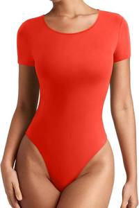 lot 57093 image: REORIA Womens Short Sleeve Round Neck Body Suits Fashion T-shirt Tops Bodysuits for women SIZE M