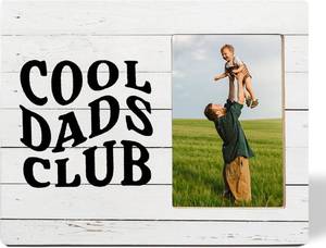 lot 64023 image: SNNDER Dad Picture Frame 4x6, Christmas Birthday Gifts for Father Photo Frame, Cool Dads Club Wooden Picture Photo Frames for Desk Tabletop Wall Display Decoration