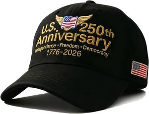 lot 64034 image: USA 250th Anniversary Embroidered Baseball Hat, Adjustable USA American 250th Anniversary Baseball Cap for Men Women