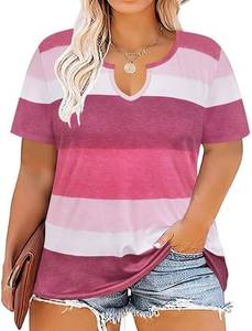 lot 64035 image: TIYOMI Plus Size Tops for Women Round Neck V Neck Summer Short Sleeve T Shirts Casual Tunic Blouses SIZE XXXL