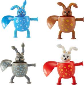 lot 64037 image: Telescopic Suction Cup Easter Bunny Pop Tube Toy   Easter Egg Fillers Basket Stuffers Essentials Sensory Fidget Gifts Party Favors 4pcs