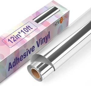 lot 64067 image: HTVRONT Silver Chrome Permanent Vinyl - 12 x 10FT Mirror Metallic Silver Adhesive Vinyl Compatible with Cricut Cutting Machine - Easy to Weed & Transfer Silver