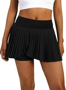 lot 64072 image: SOFIAS CHOICE Women Pleated Tennis Athletic Skirts Flowy Workout Mini Skirt with Built in Shorts Black Large