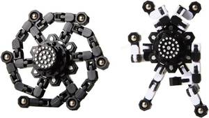 lot 64085 image: Transformable Fidget Spinners 2 Pcs for Kids and Adults White Black Stress Relief Sensory Toys for Boys and Girls Kids
