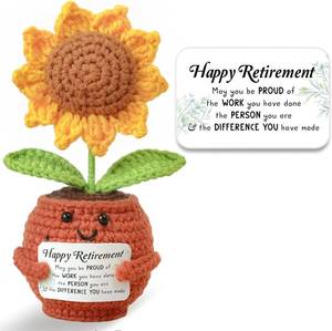lot 64086 image: Handmade Retirement Sunflower Crochet with Positive Card - Retirement Gifts for Women Men 2025 - Retired Gift for Coworker, Boss, Friend, Teacher, Nurse, Goodbye Leaving Farewell Gifts