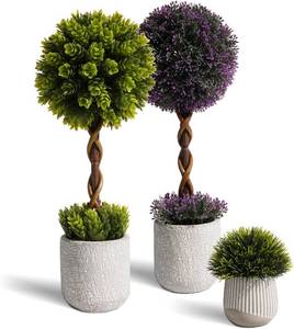 lot 64089 image: 3 Pack 14 Inch Small Fake Plants in Farmhouse Concrete Planter, Artificial Boxwood Topiary ball Indoor for Home Decor, Small Faux Plants for Bathroom Bedroom Shelf Desk Office Table Kitchen Room Decor
