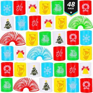 lot 64099 image: LOKIPA 48PCS Christmas Coil Springs for Kids, Mini Christmas Slinky Party Favors Christmas Spring Toys Christmas Treat Bags Gifts for Kids Christmas Stocking Stuffers, Party Favors