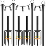 4 Pack String Light Poles, 10Ft Light Poles for Outside, Metal Poles with Fork, Lighting Hanging Post Accessories for Patio Decor Garden Backyard Yard Front Porch Outside Decorations