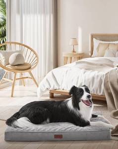 lot 3408 image: OhGeni Orthopedic Waterproof & Machine Washable Dog Bed for Medium Large Pets, Suitable for Crates, Cat Mat with 25D Egg Crate Foam, Non-Slip Bottom & Removable Cover, 35 Inches(Gray)