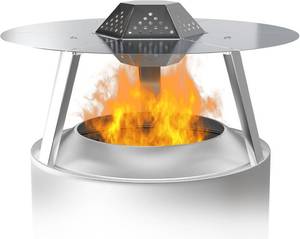 lot 3409 image: Heat Deflector for Solo Stove Bonfire 19.5,304 Stainless Steel Heat Diffuser with Handle&Legs,Heat Radiation for Wider Warmth Area,Compatible with Bonfire 19.5Outdoor Fire Pits,for Camping,Backyard