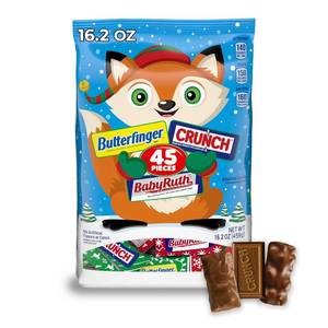 lot 3437 image: Butterfinger, CRUNCH and Baby Ruth Assorted Minis, Individually Wrapped Holiday Candy Variety Pack, 45 Count, 16.2 oz